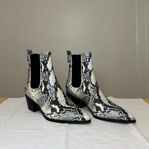 Paige Willa Snakeskin Leather Chelsea Ankle Boots - NEW, US 9
